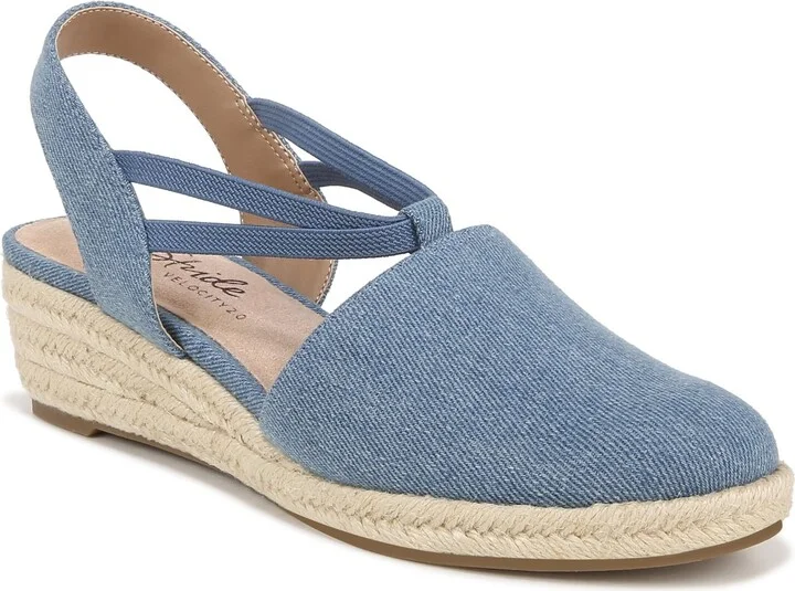 LifeStride Womens Katrina 2 Slip On Espadrille Blue Denim 6.5 W