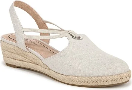 LifeStride Women's Kennedy Espadrille Wedge Sandal Natural Linen 9 W