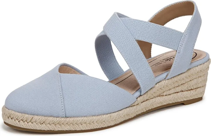 LifeStride Womens Kimball Espadrille Wedge Sandal Ice Blue 10 W