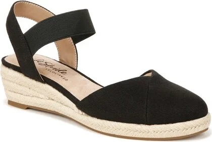 LifeStride Womens Kimmie Wedge Espadrilles Black 8 W
