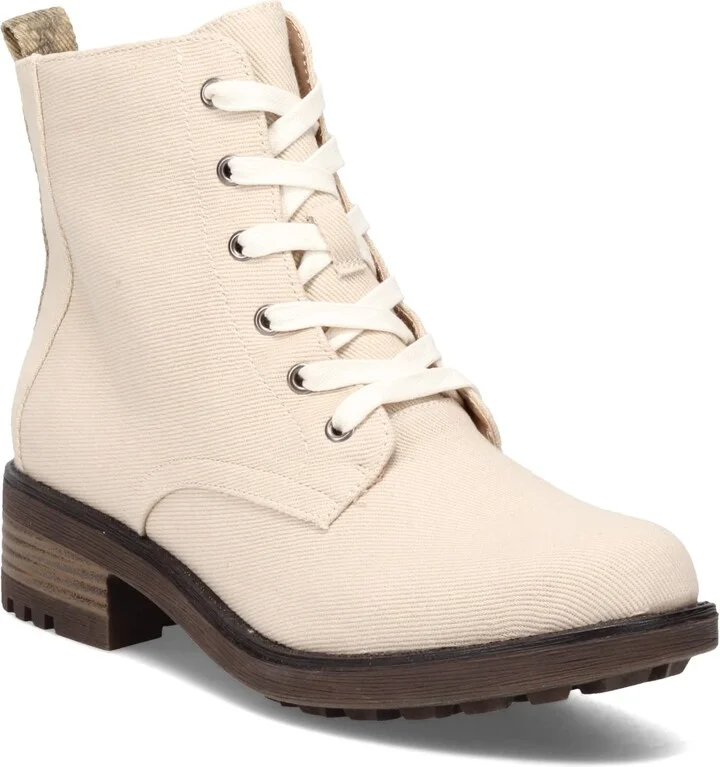 LifeStride Womens Kunis Canvas Oxford Boot Almond Milk 5.5 M