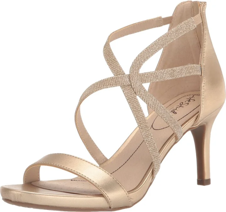 LifeStride Womens Masquerade Strappy Sandal Gold Shimmer 11 M