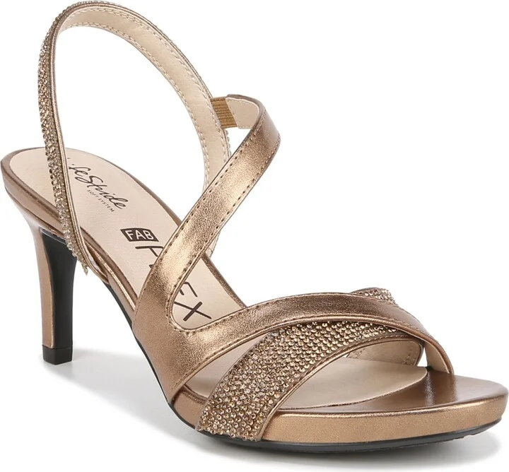 LifeStride Women's Mia Glitz Asymmetrical Strappy Dress Sandals