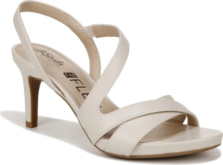 LifeStride Womens Mia Strappy Heeled Dress Sandals Bone 8 W