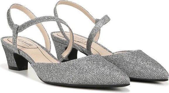 LifeStride Women's Minimalist Slingback Pewter Rhinestone Fabric 9.5 M - Image 4
