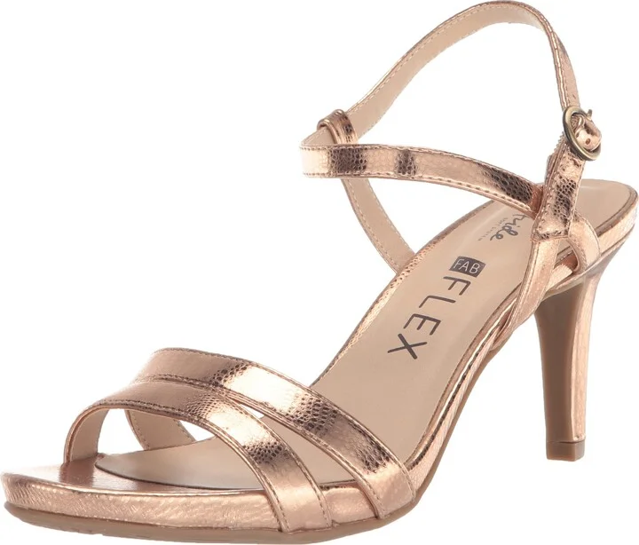 LifeStride Womens Miracle Strappy Heeled Sandal Copper Metallic 9.5 M