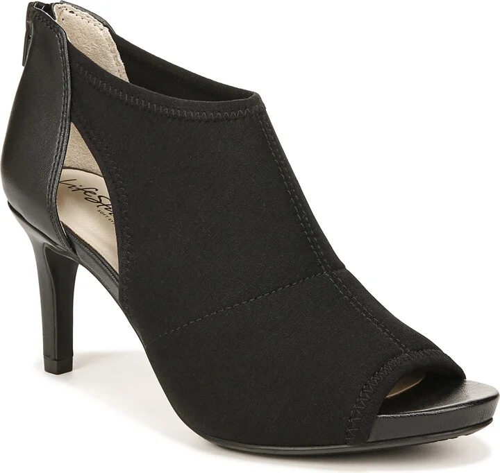 LifeStride Womens Mod Cutout Peeptoe Heeled Sandals Black 6 W
