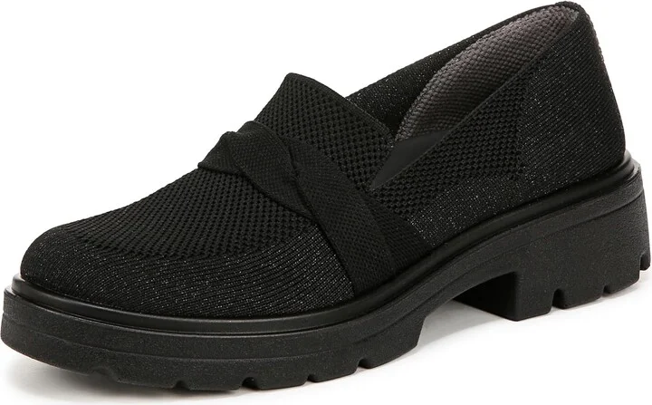 LifeStride Women's Muse Bow Loafer Loafer Black Knit Fabric 10 W