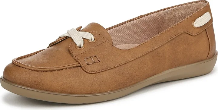 LifeStride Womens Nautical Boat Shoe Tan 6.5 M