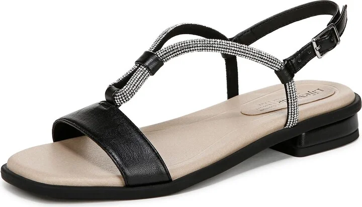 LifeStride Womens Radiant Wedge Sandal Black 8.5 W