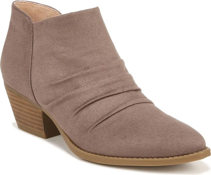 LifeStride Womens Reba Rouched Western Ankle Booties Doe Grey 10 M