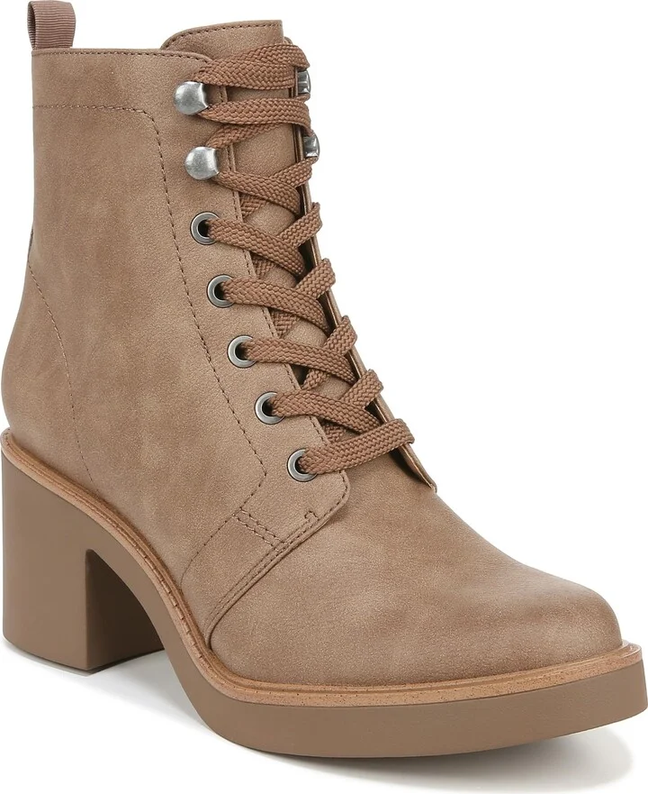 LifeStride Womens Rhodes Combat Block Heel Boot Mushroom 10 M