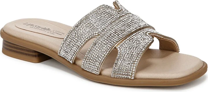 LifeStride Women's Royalty Bling Square Toe Slide Sandals