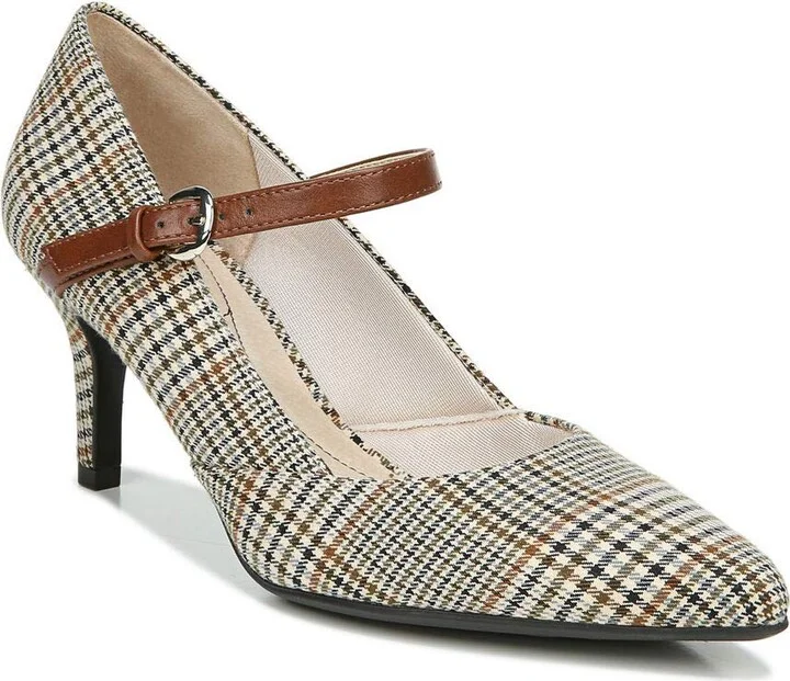 LifeStride Womens Sandrine Pump Toffee Beige Plaid 8.5 M