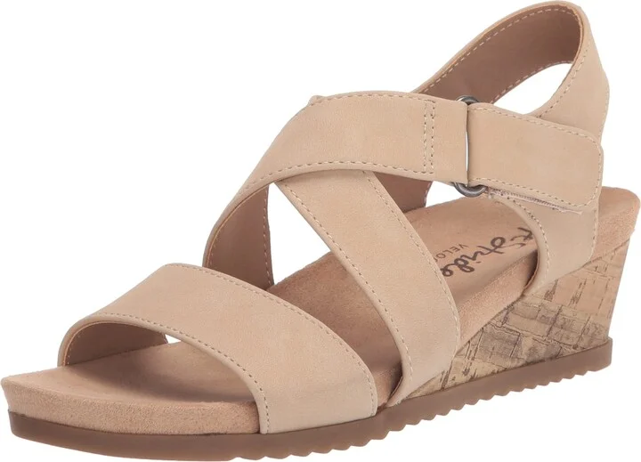 LifeStride Womens Sincere Wedge Sandals Bone/Tan 11 M