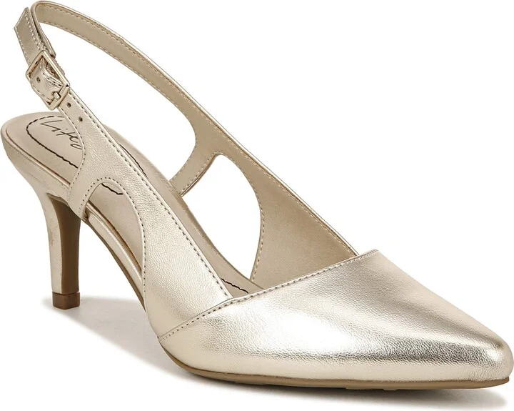 LifeStride Womens Social Slingback Dress Shoes Gold 7.5 W