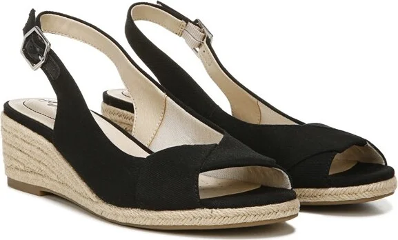 LifeStride Women's Socialite Espadrille Wedge Sandal Black Fabric 8 W - Image 2