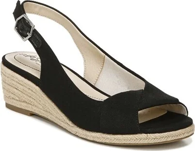 LifeStride Women's Socialite Espadrille Wedge Sandal Black Fabric 8 W