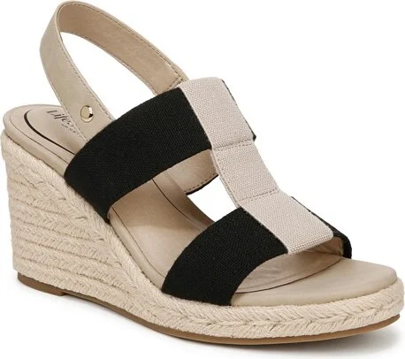 LifeStride Women's Tallulah Espadrille Wedge Sandal Black/Natural 7 W