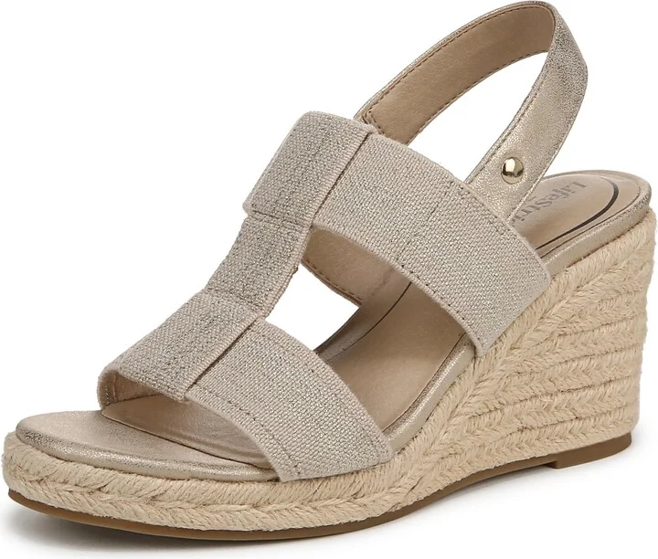 LifeStride Womens Tallulah Espadrille Wedge Sandal Platino Gold 6 M