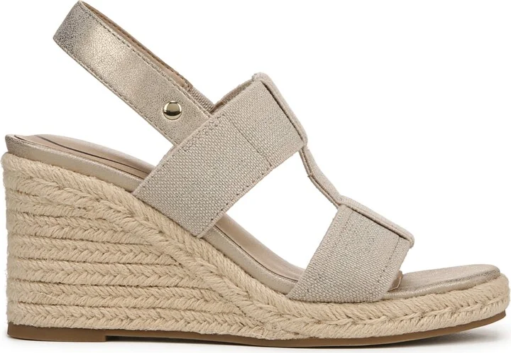 LifeStride Women's Tallulah Espadrille Wedge Sandals - Gold Fabric/Faux Leather - Image 2