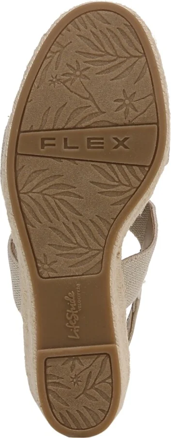 LifeStride Women's Tallulah Espadrille Wedge Sandals - Gold Fabric/Faux Leather - Image 5
