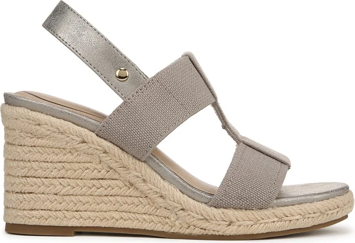 LifeStride Women's Tallulah Espadrille Wedge Sandals - Gold Fabric/Faux Leather - Image 6