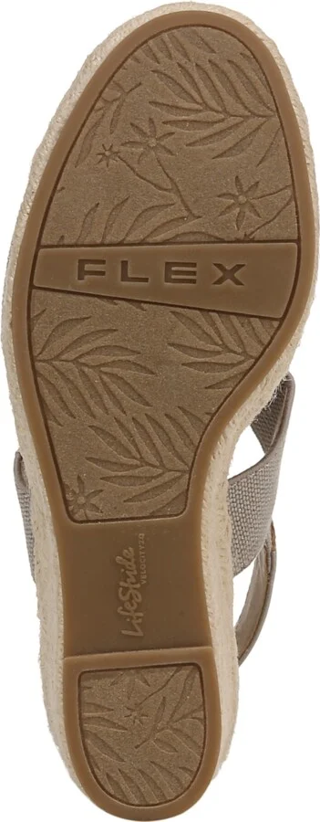 LifeStride Women's Tallulah Espadrille Wedge Sandals - Gold Fabric/Faux Leather - Image 9