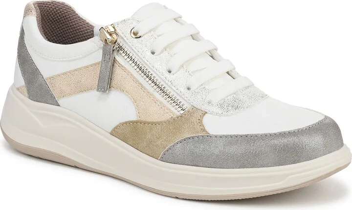 LifeStride Women's Teamplayer Washable Round Toe Slip On Sneakers - White Multi Mesh Fabric/Faux Leather