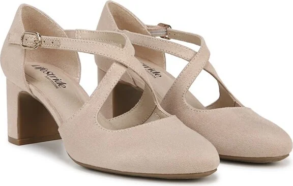 LifeStride Women's Tracy Strappy Block Heel Pump Tender Taupe 8 M - Image 5