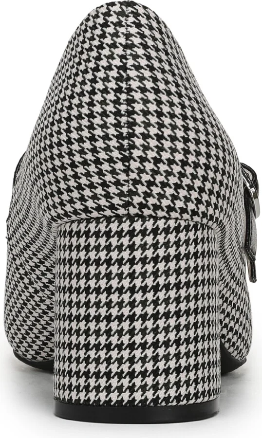 LifeStride Women's True Almond Toe Block Heel Mary Jane Pumps - Black/White Houndstooth Fabric - Image 3