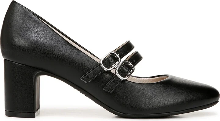 LifeStride Women's True Almond Toe Block Heel Mary Jane Pumps - Black/White Houndstooth Fabric - Image 6