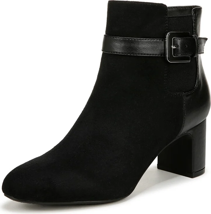 LifeStride Womens Truly Block Heel Ankle Bootie Black 10 W
