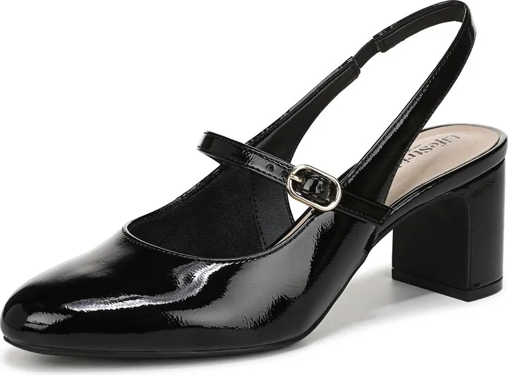 LifeStride Womens Trust Pump Black Patent 9.5 W