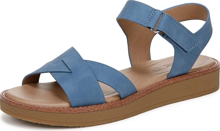 LifeStride Womens Wren Flat Sandal Blue 9.5 M