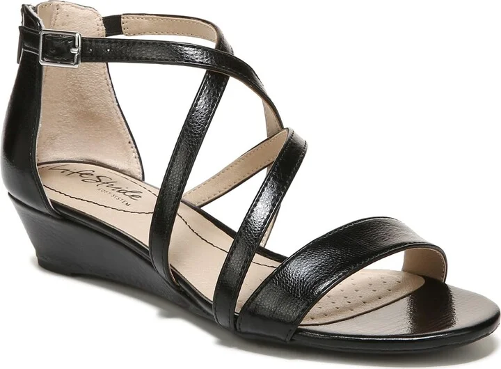 LifeStride Womens Yolanda Strappy Wedge Sandal