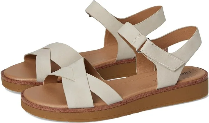 LifeStride Wren Women's Sandals Stone : 8.5 W (C), Faux Leather