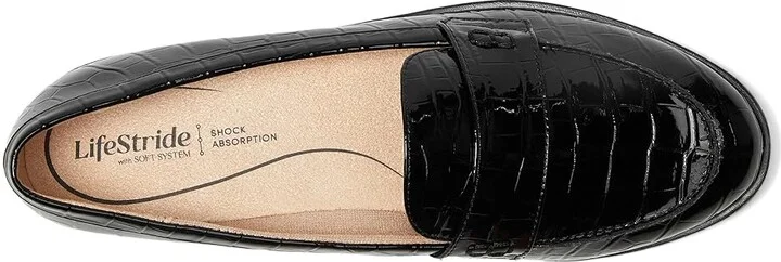 LifeStride Zee Loafer/Moc Shoes Women's Flat Shoes Black Croco : 7 M (B), Faux Leather - Image 2