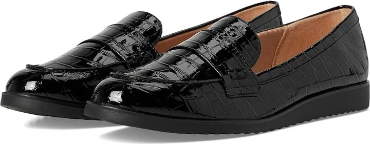 LifeStride Zee Loafer/Moc Shoes Women's Flat Shoes Black Croco : 7 M (B), Faux Leather