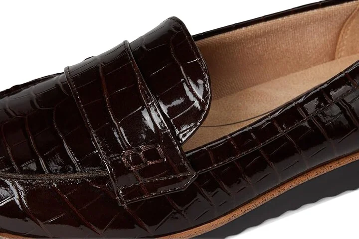LifeStride Zee Loafer/Moc Shoes Women's Flat Shoes Dark Chocolate Croco : 8 W (C), Faux Leather - Image 7