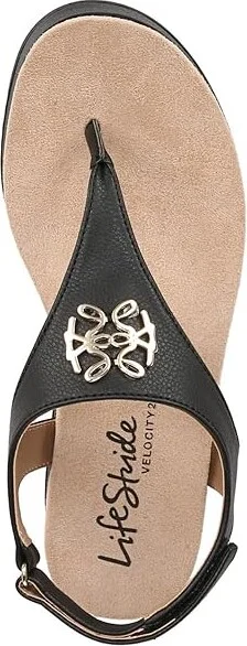 LifeStride Zeeta Thong Sandals Women's Sandals Black : 9 M (B), Leather - Image 2