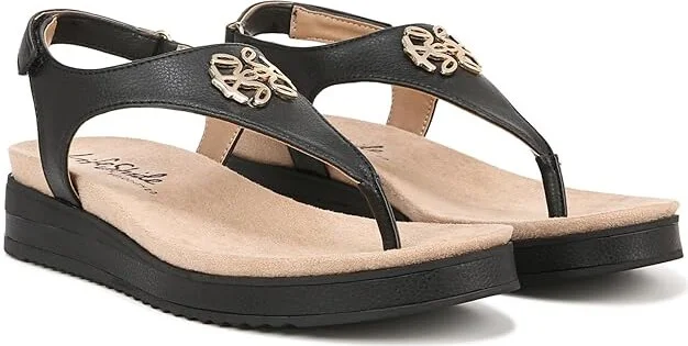 LifeStride Zeeta Thong Sandals Women's Sandals Black : 9 M (B), Leather