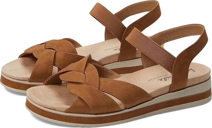LifeStride Zuri Ankle Strap Sandals Women's Sandals Tan : 5 M (B), Leather/Rubber/Textile
