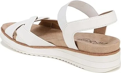 LifeStride Zuri Ankle Strap Sandals Women's Sandals White : 8.5 M (B), Leather/Rubber/Textile - Image 4