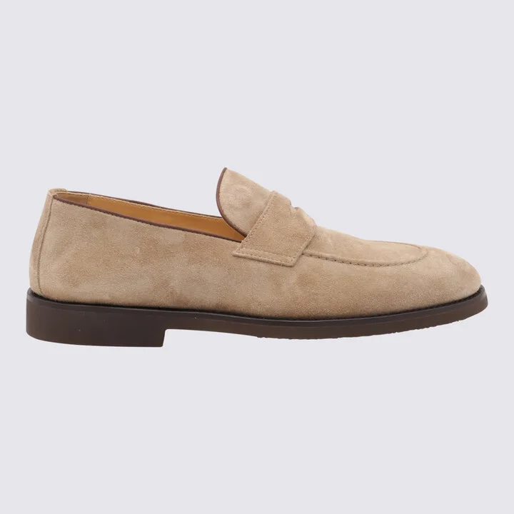 Light Beige Leather Loafers