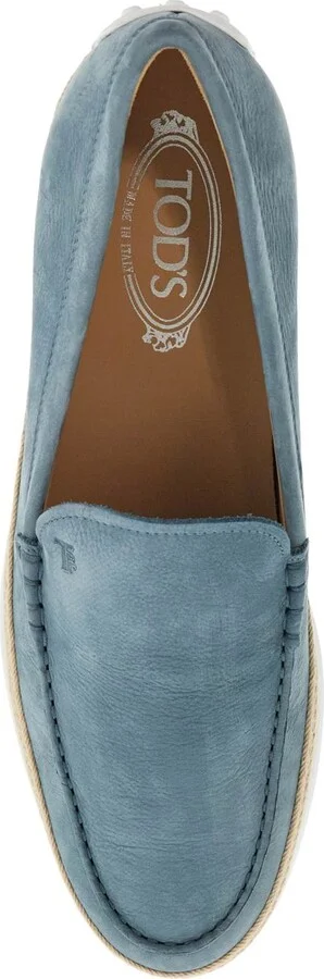 Light Blue Calfskin Loafers With Rubber And Rope Sole - Image 2