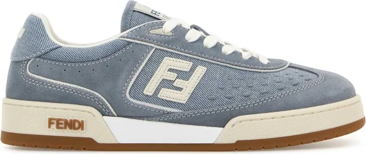 Light Blue Denim And Suede Fendi Match Sneakers