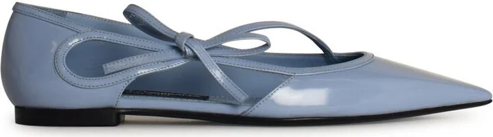 Light Blue Leather Ballet Flats