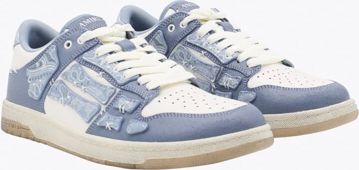 Light Blue Leather Bandana Skel Low Top Sneakers - Image 2