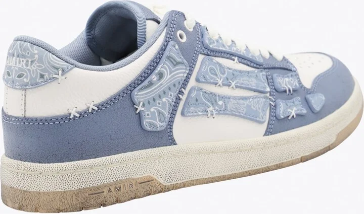 Light Blue Leather Bandana Skel Low Top Sneakers - Image 3